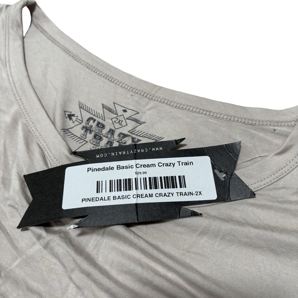 NWT Crazy Train Women's Beige Long Sleeve Soft Stretch Top Size 2XL 25 x 30 - Picture 4 of 5